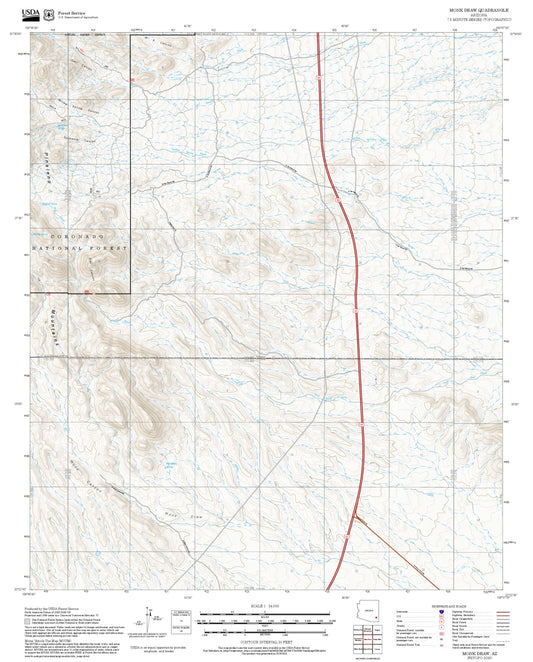 2025 Forest Service Topo Map of Monk Draw Arizona