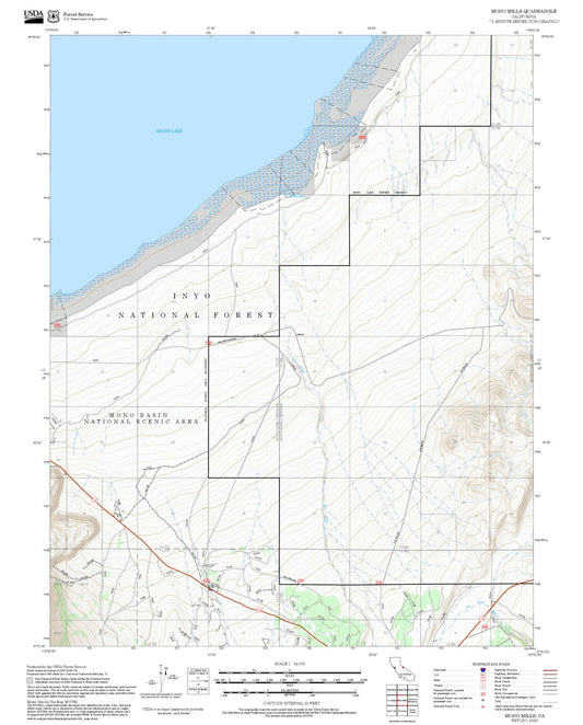 2025 Forest Service Topo Map of Mono Mills California