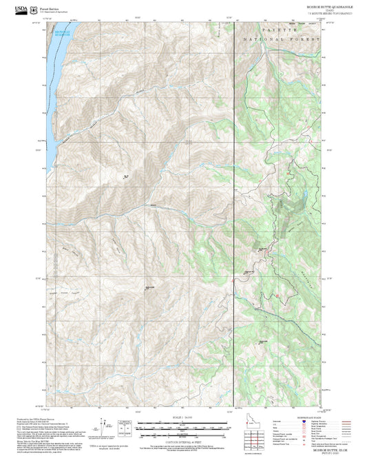 2025 Forest Service Topo Map of Monroe Butte Idaho