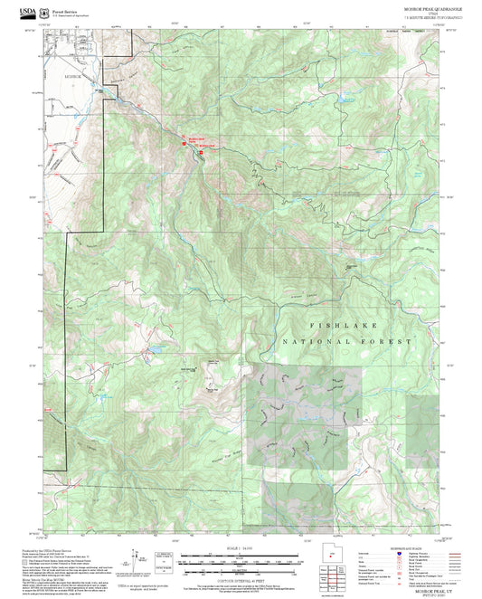 2025 Forest Service Topo Map of Monroe Peak Utah