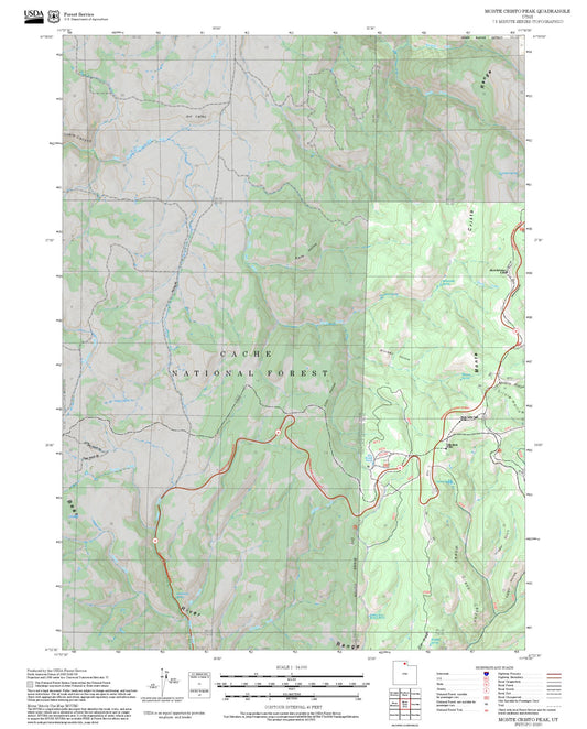 2025 Forest Service Topo Map of Monte Cristo Peak Utah