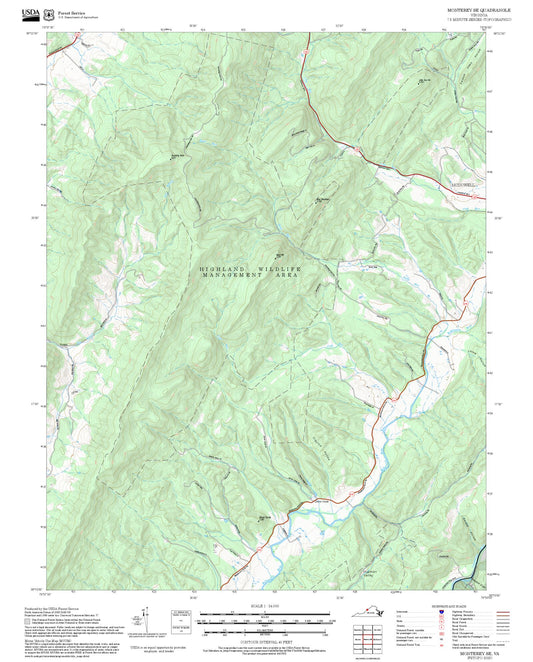 2025 Forest Service Topo Map of Monterey SE Virginia