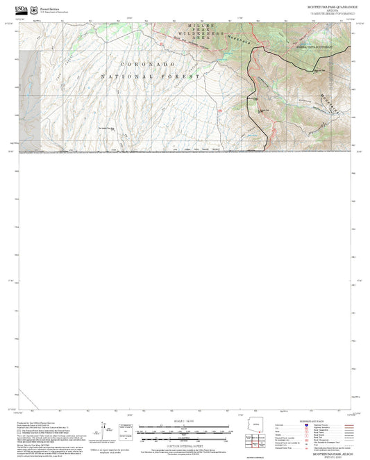 2025 Forest Service Topo Map of Montezuma Pass Arizona