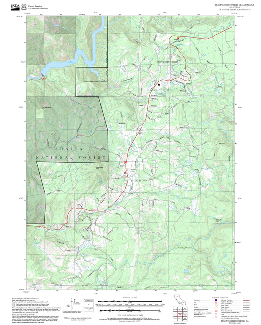 2025 Forest Service Topo Map of Montgomery Creek California