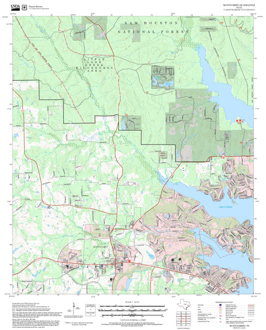 2025 Forest Service Topo Map of Montgomery Texas