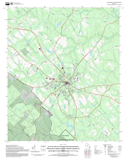 2025 Forest Service Topo Map of Monticello Georgia