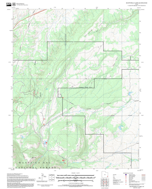 2025 Forest Service Topo Map of Monticello Lake Utah