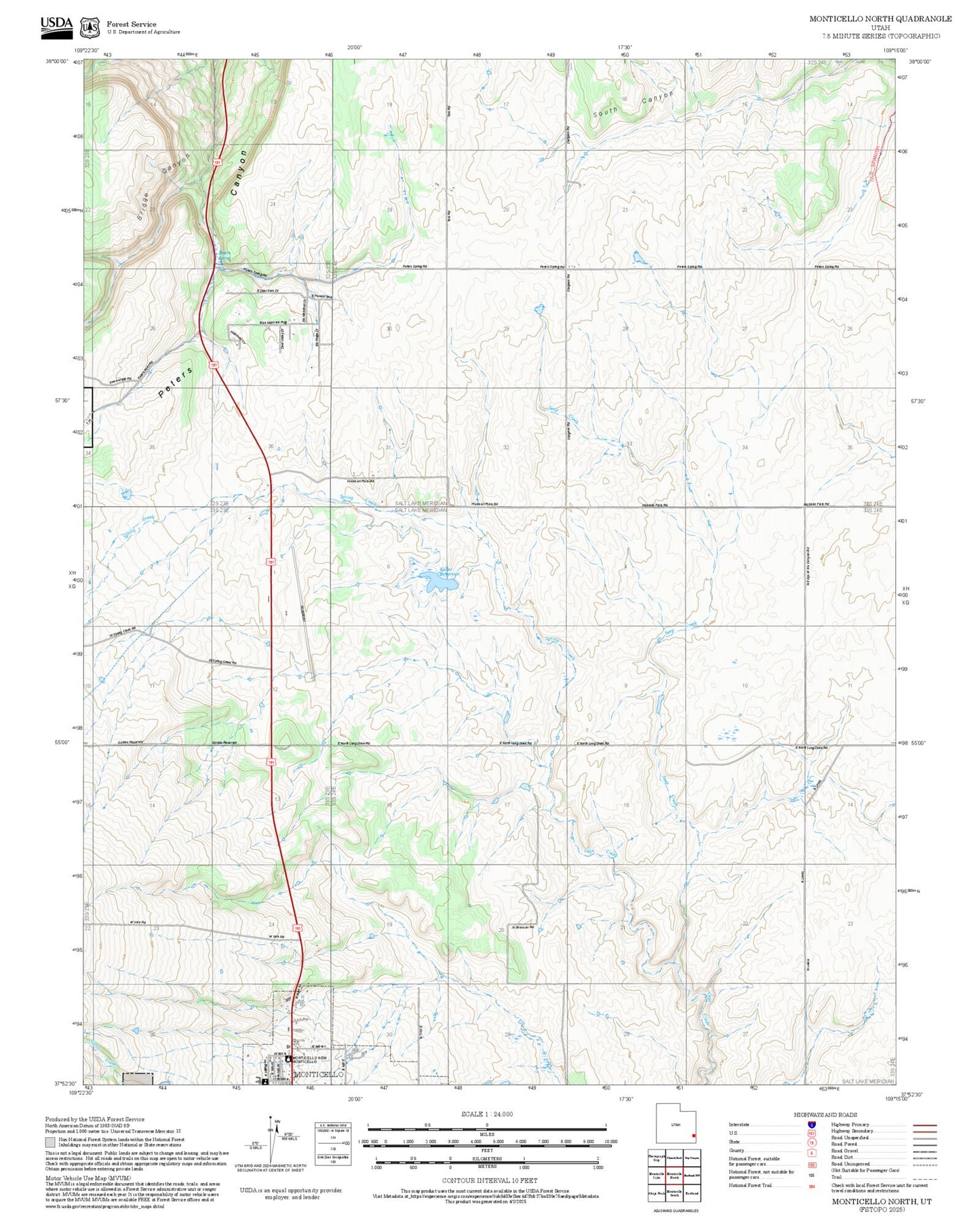 2025 Forest Service Topo Map of Monticello North Utah