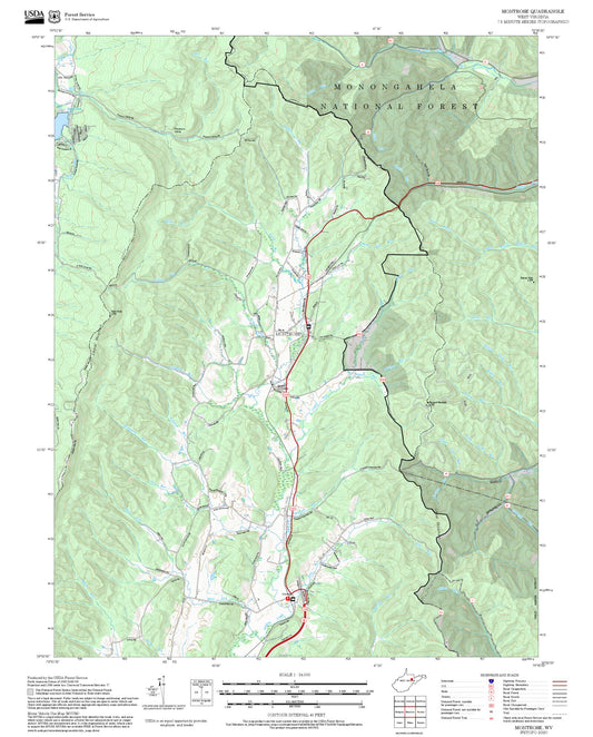 2025 Forest Service Topo Map of Montrose West Virginia