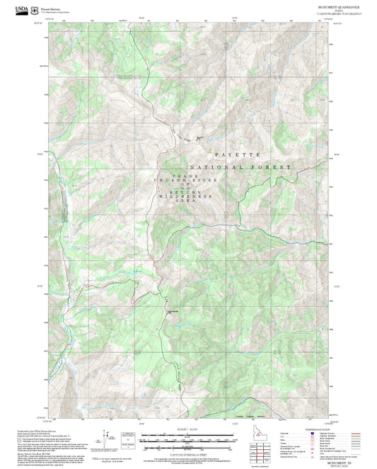2025 Forest Service Topo Map of Monument Idaho