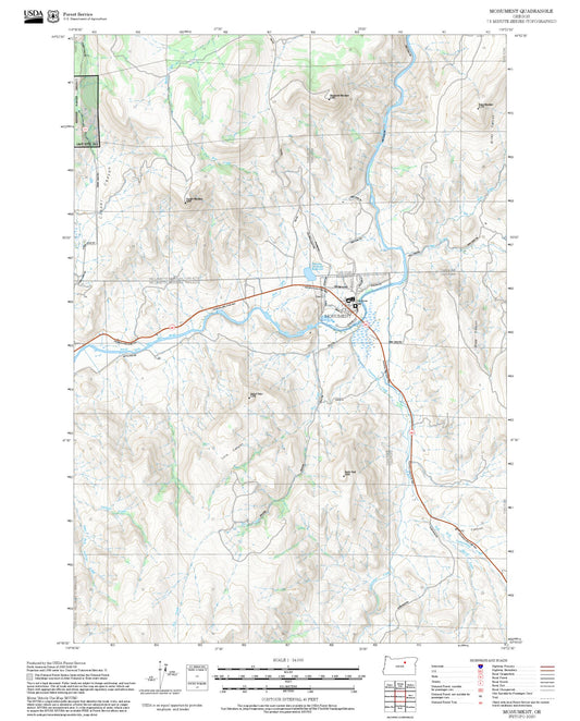 2025 Forest Service Topo Map of Monument Oregon