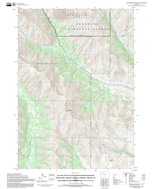 2025 Forest Service Topo Map of Monument Peak Wyoming
