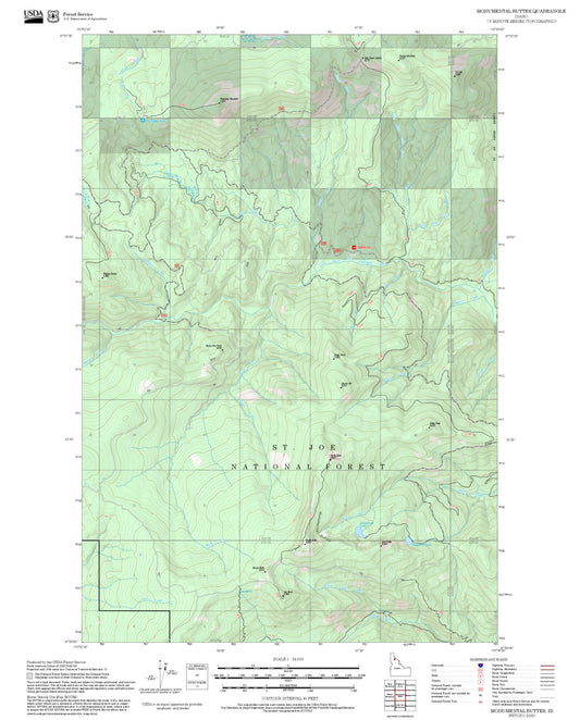 2025 Forest Service Topo Map of Monumental Buttes Idaho