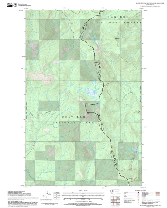 2025 Forest Service Topo Map of Monumental Mountain Washington
