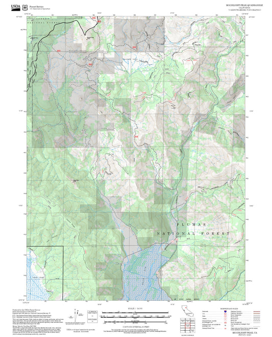 2025 Forest Service Topo Map of Moonlight Peak California