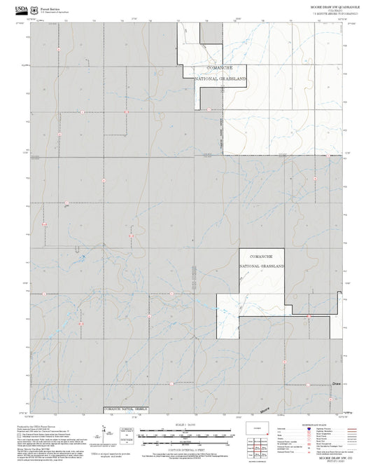 2025 Forest Service Topo Map of Moore Draw NW Colorado
