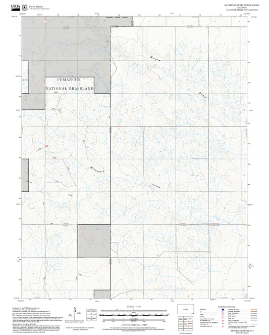 2025 Forest Service Topo Map of Moore Draw SE Colorado