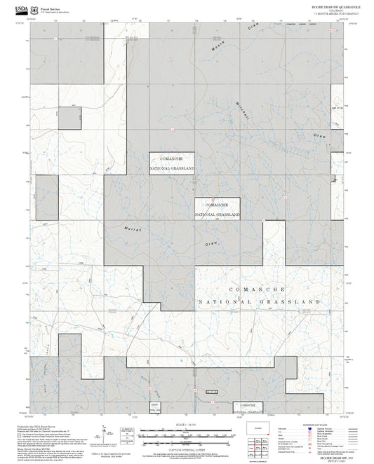 2025 Forest Service Topo Map of Moore Draw SW Colorado