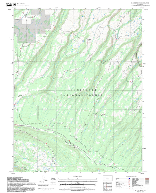 2025 Forest Service Topo Map of Moore Mesa Colorado