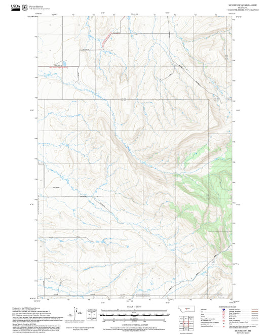 2025 Forest Service Topo Map of Moore SW Montana