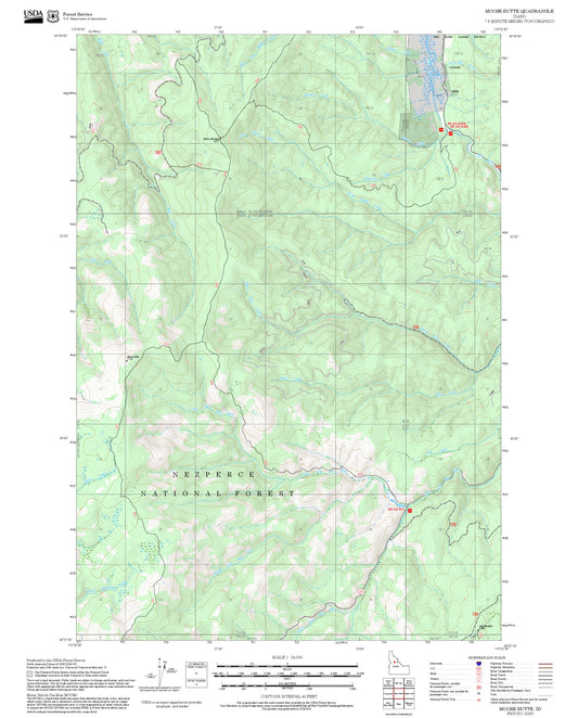 2025 Forest Service Topo Map of Moose Butte Idaho