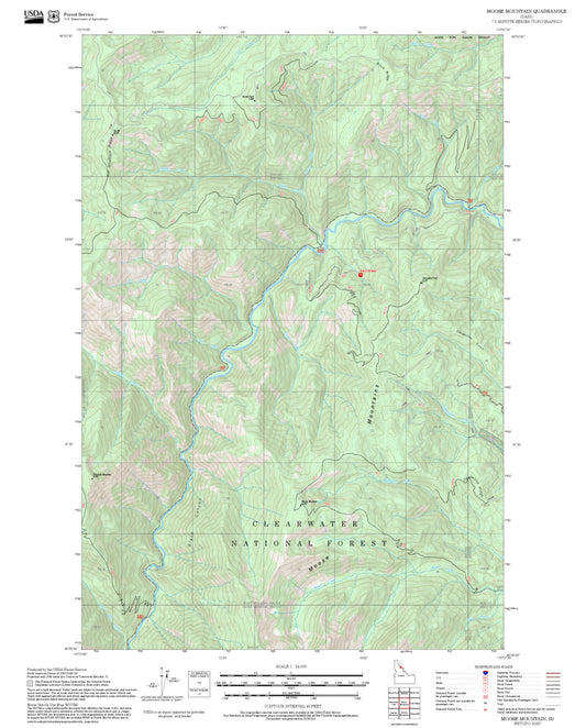 2025 Forest Service Topo Map of Moose Mountain Idaho