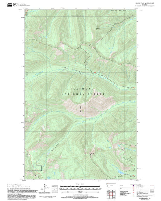 2025 Forest Service Topo Map of Moose Peak Montana