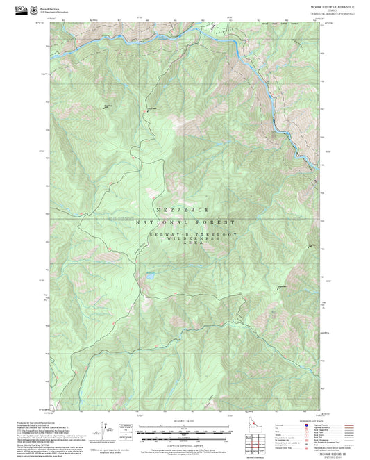 2025 Forest Service Topo Map of Moose Ridge Idaho