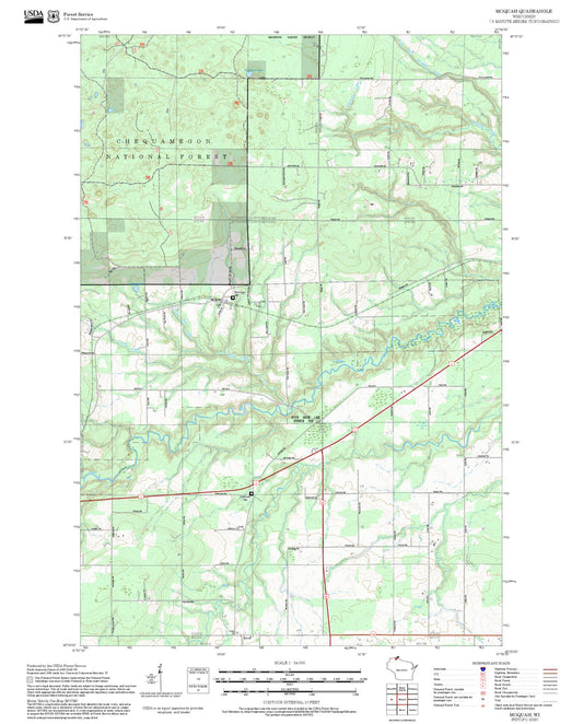 2025 Forest Service Topo Map of Moquah Wisconsin