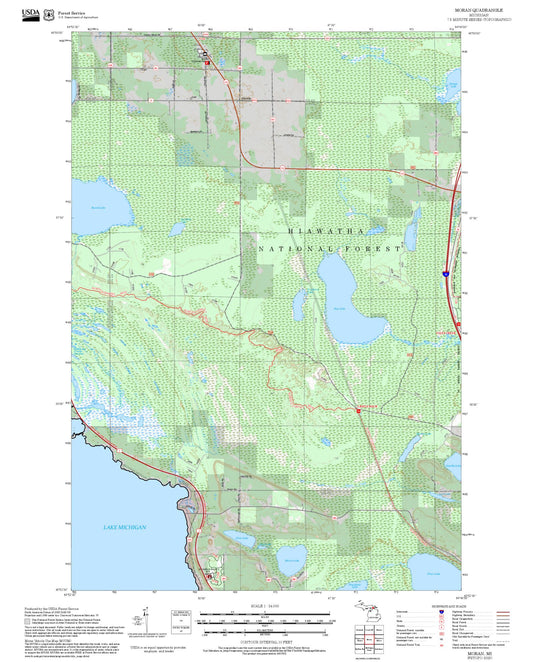2025 Forest Service Topo Map of Moran Michigan