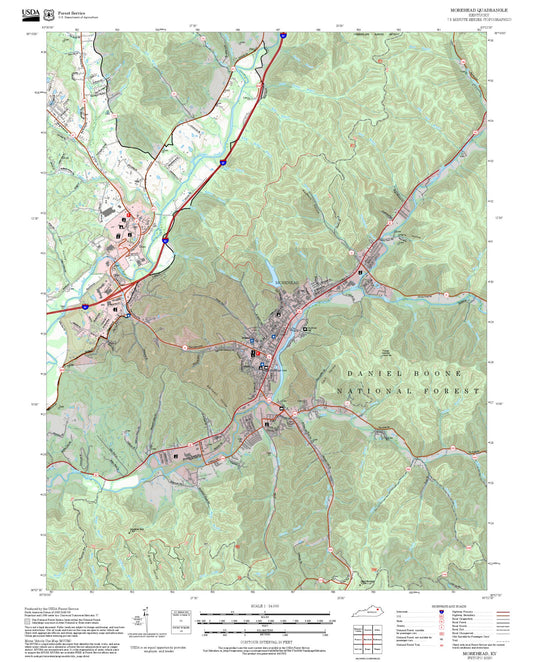 2025 Forest Service Topo Map of Morehead Kentucky