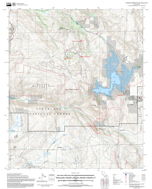 2025 Forest Service Topo Map of Morena Reservoir California
