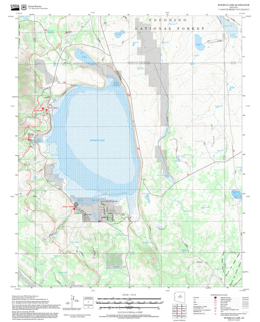 2025 Forest Service Topo Map of Mormon Lake Arizona