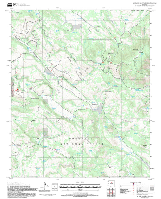 2025 Forest Service Topo Map of Mormon Mountain Arizona