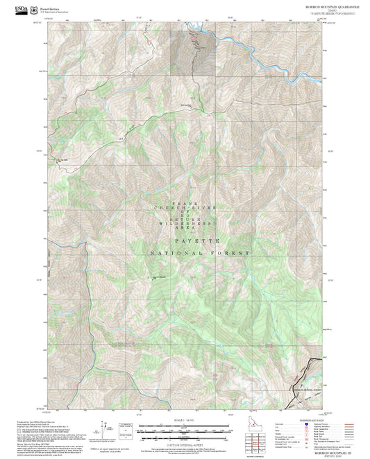 2025 Forest Service Topo Map of Mormon Mountain Idaho