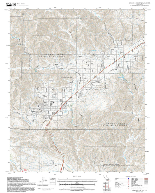 2025 Forest Service Topo Map of Morongo Valley California