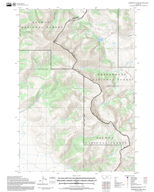2025 Forest Service Topo Map of Morrison Lake Montana