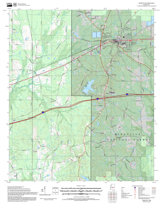 2025 Forest Service Topo Map of Morton Mississippi