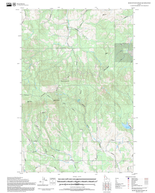 2025 Forest Service Topo Map of Moscow Mountain Idaho