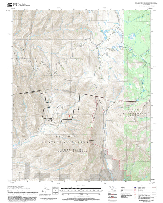 2025 Forest Service Topo Map of Moses Mountain California