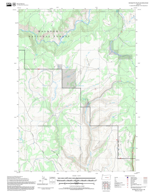 2025 Forest Service Topo Map of Mosquito Flat Oregon