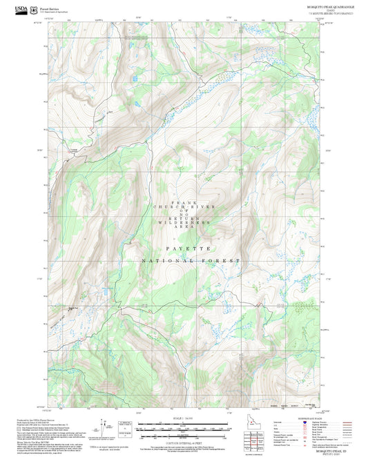 2025 Forest Service Topo Map of Mosquito Peak Idaho