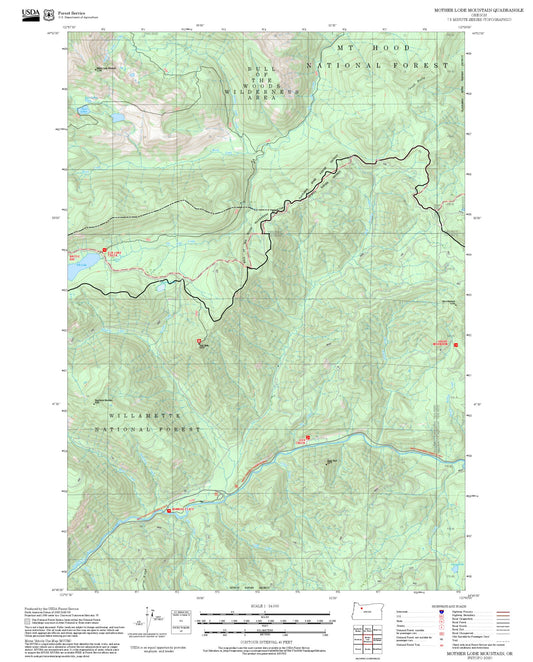 2025 Forest Service Topo Map of Mother Lode Mountain Oregon