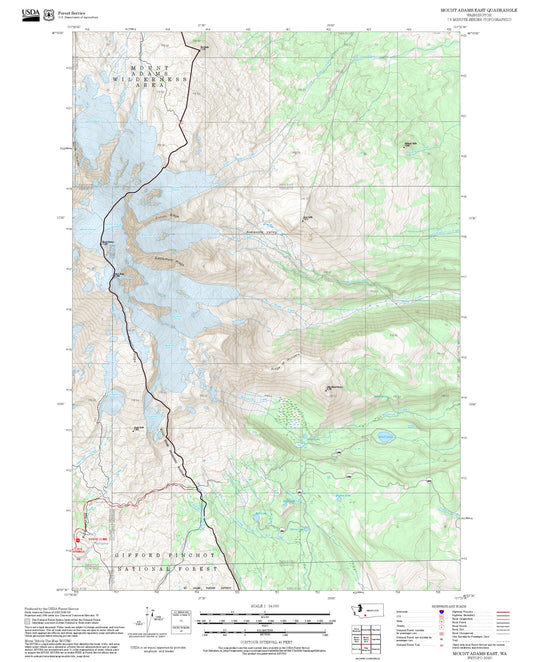 2025 Forest Service Topo Map of Mount Adams East Washington