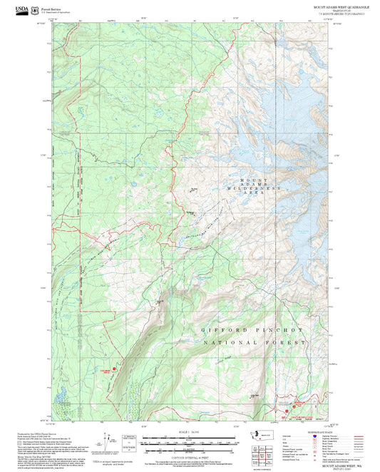 2025 Forest Service Topo Map of Mount Adams West Washington