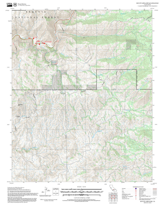 2025 Forest Service Topo Map of Mount Adelaide California