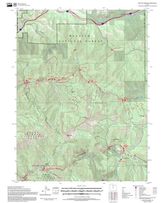 2025 Forest Service Topo Map of Mount Aire Utah