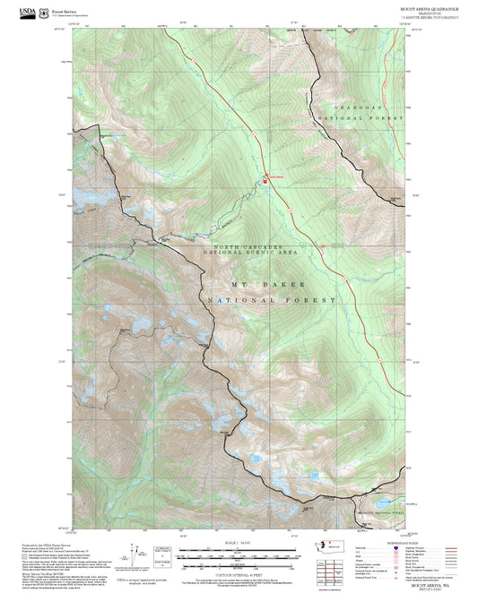 2025 Forest Service Topo Map of Mount Arriva Washington