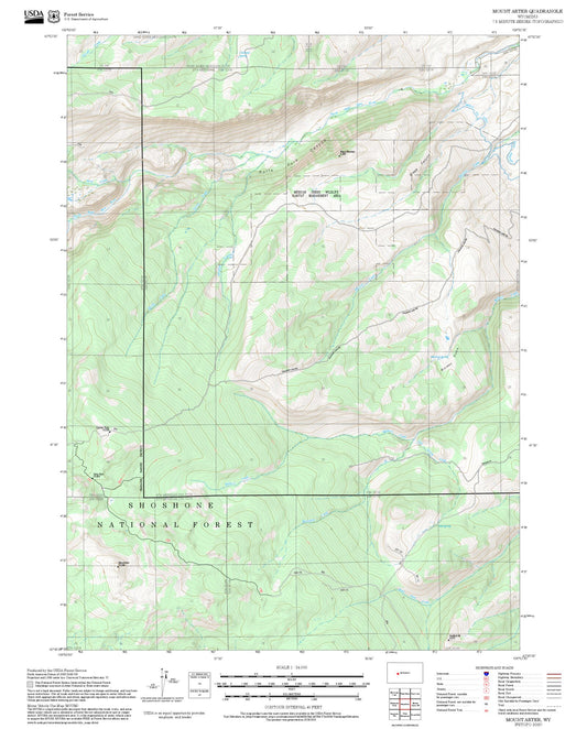 2025 Forest Service Topo Map of Mount Arter Wyoming