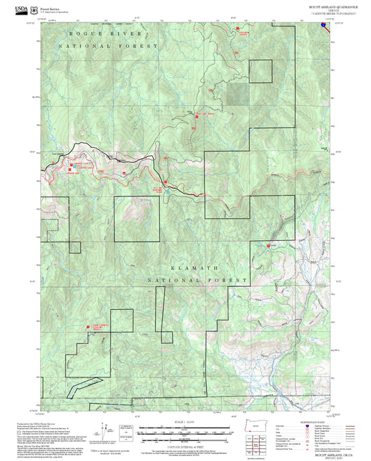 2025 Forest Service Topo Map of Mount Ashland Oregon